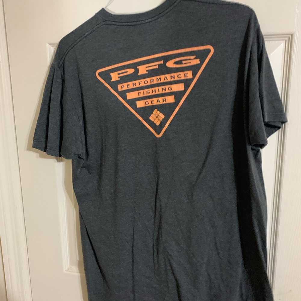 Columbia Dark Charcoal Short Sleeve Tee with Orange PFG Logo